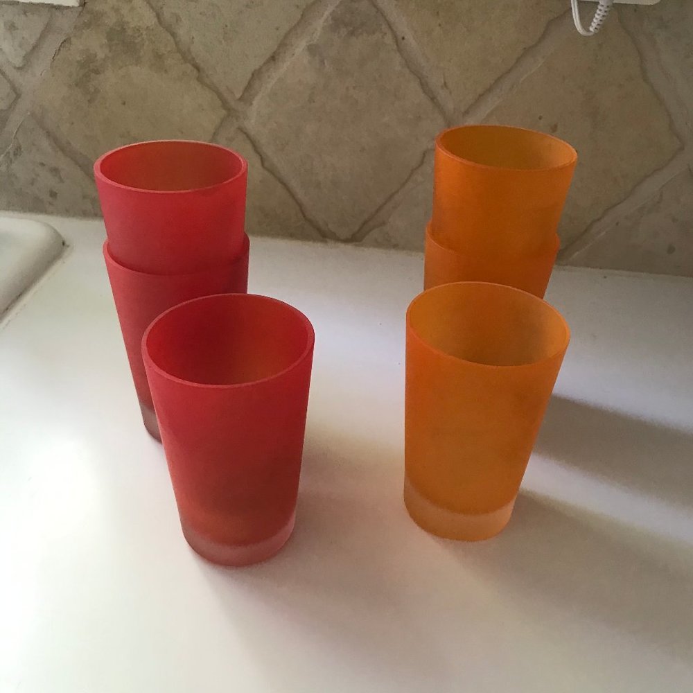 Set of 6 frosted glass votive holders